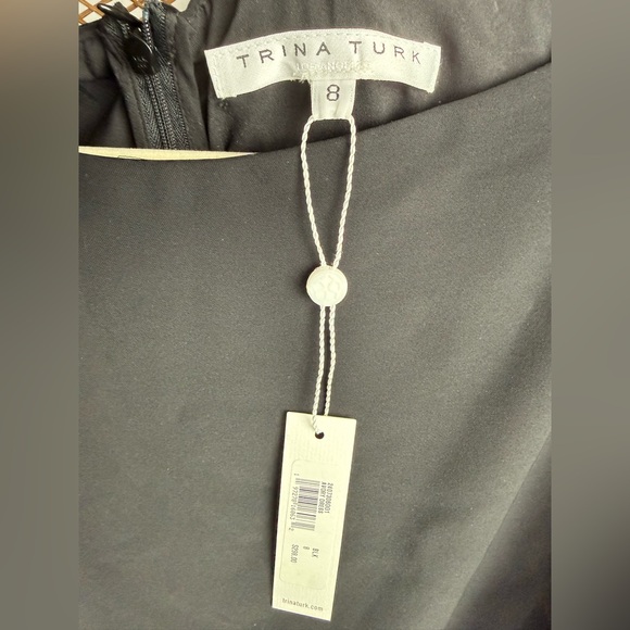 Trina Turk Avory Black Belted Mini Dress Long Sleeve Size 8 NWT $298 - Picture 7 of 9